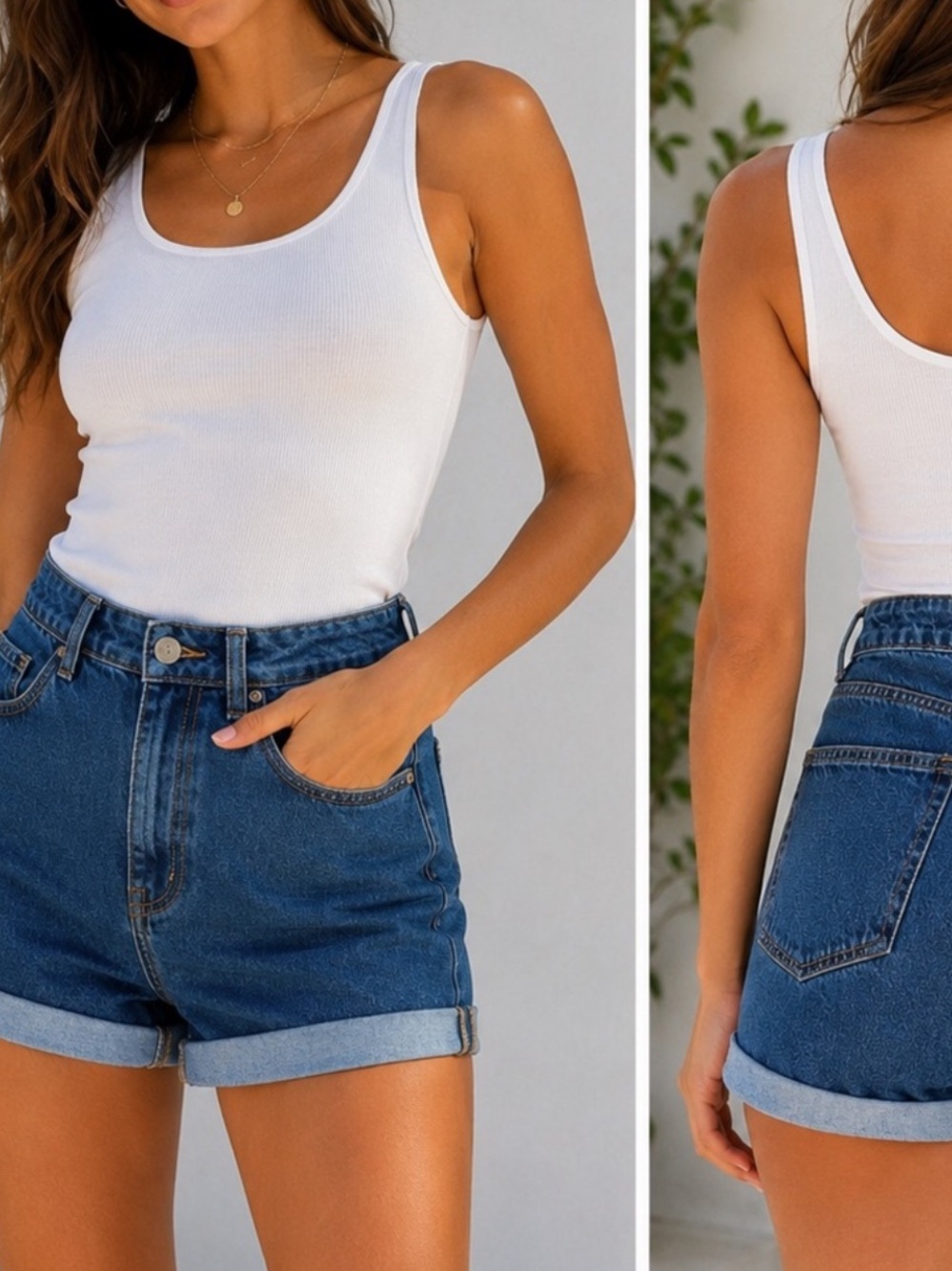 Stradivarius Super High Waist Denim Shorts Cuffed Blue Jean Shorts Size 8